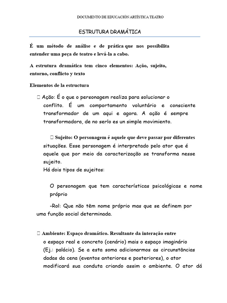 Estrutura Dramática no Teatro: Elementos Essenciais | PDF