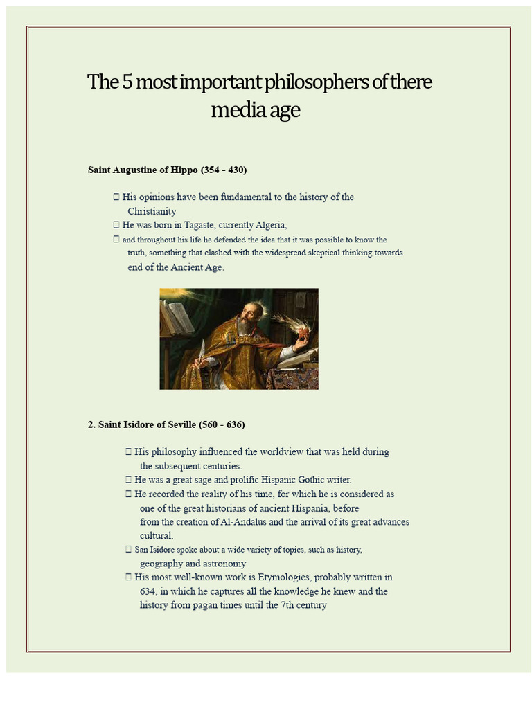 The 5 Most Important Philosophers of The Middle Ages | PDF | Medieval ...