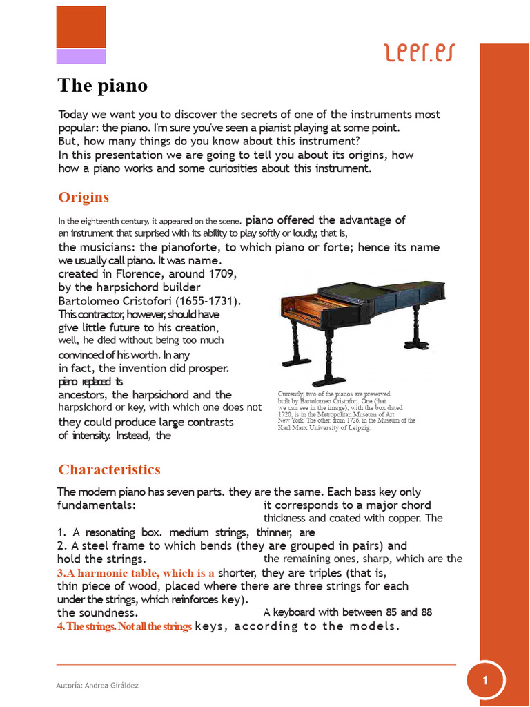 Text The Piano | PDF | Piano | String Instruments