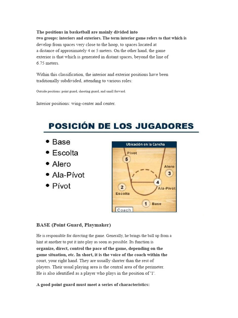 Basketball Position Roles Explained | PDF | Basketball Positions ...