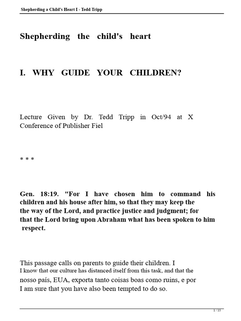Shepherding The Heart of The Child I Tedd Tripp PDF