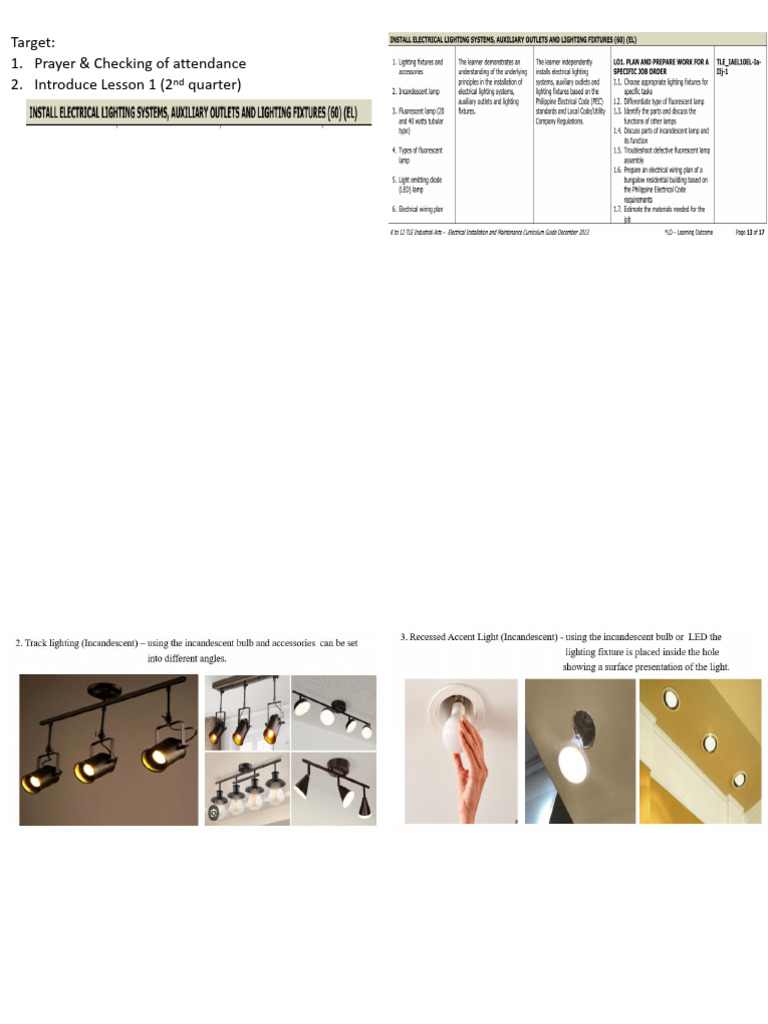 Lighting Fixtures Importance Lesson 1 | PDF