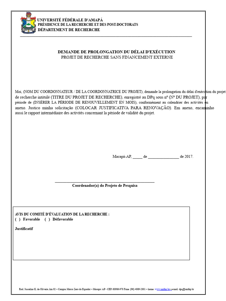 Demande de Prolongation de Projet de Recherche | PDF