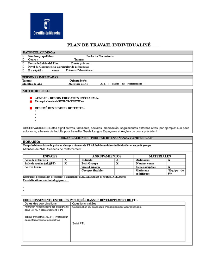 Plan de Travail Individualisé Élève | PDF | Mathématiques
