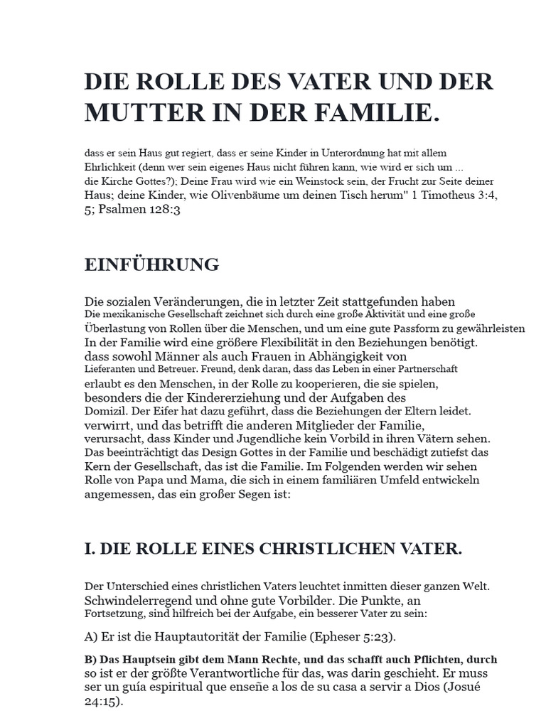 Die Rolle Des Vaters Und Der Mutter in Der Familie | PDF