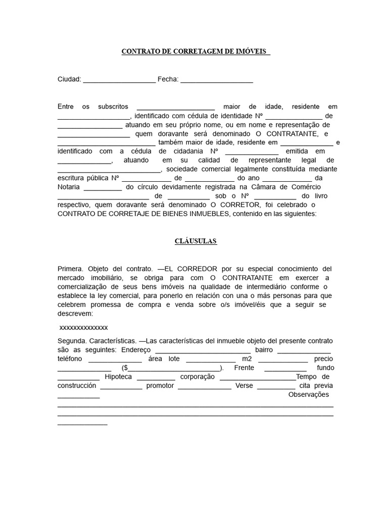 Contrato de Corretagem Imobiliária | PDF | Direito Privado | Business