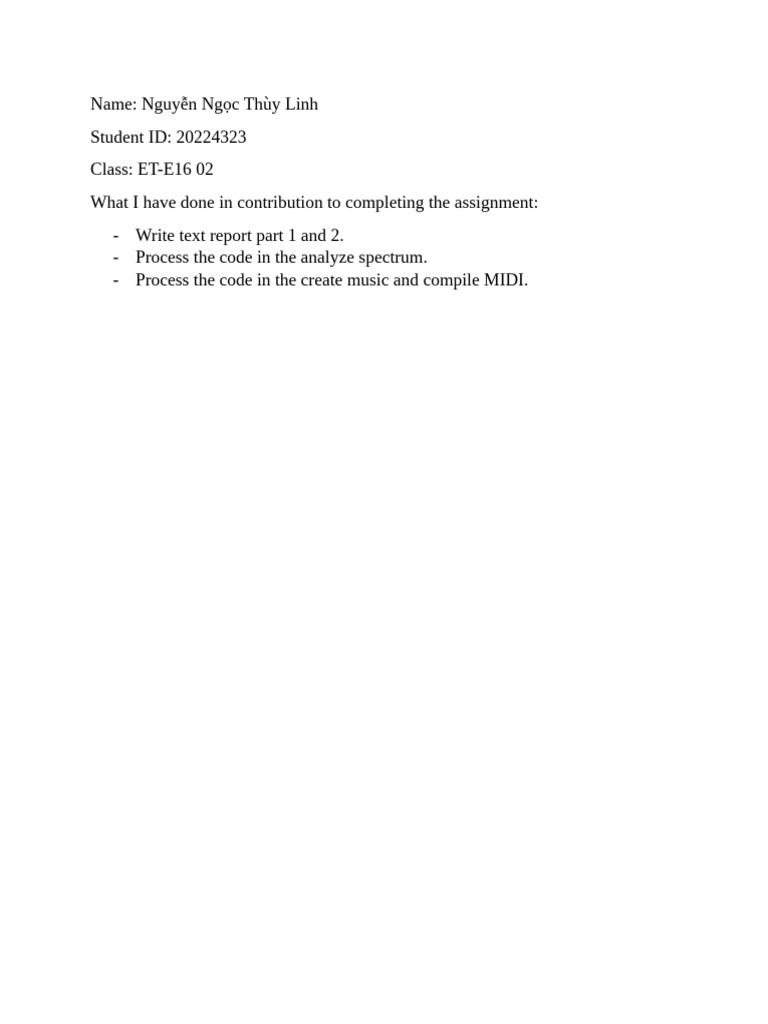 Assignment Contribution by Nguyễn Ngọc Thùy Linh | PDF