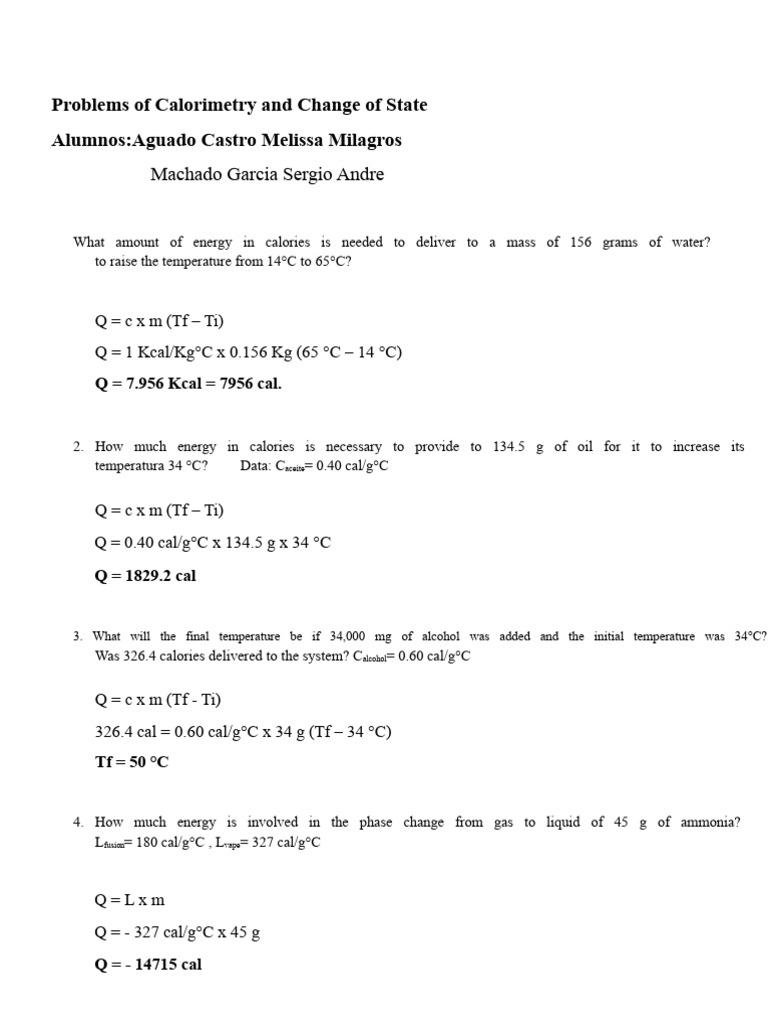 Calorimetry Energy Calculations Guide | PDF