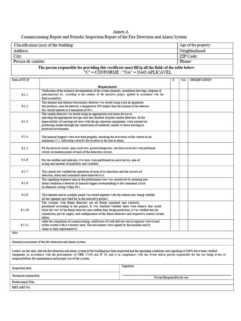 Fire Alarm System Inspection Report | PDF