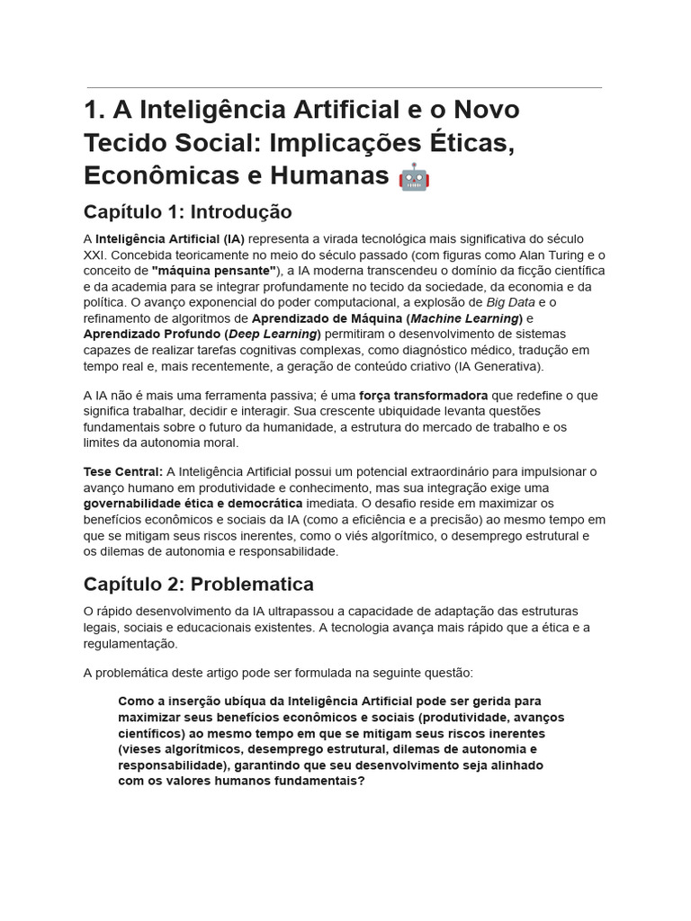 Impactos da Inteligência Artificial na Sociedade | PDF | Inteligência ...