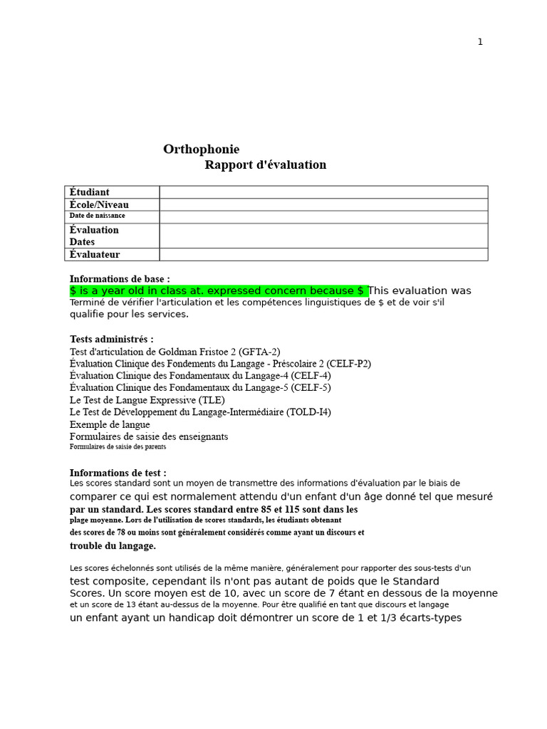 Rapport SLP | PDF | Morphologie (linguistique) | Lexique