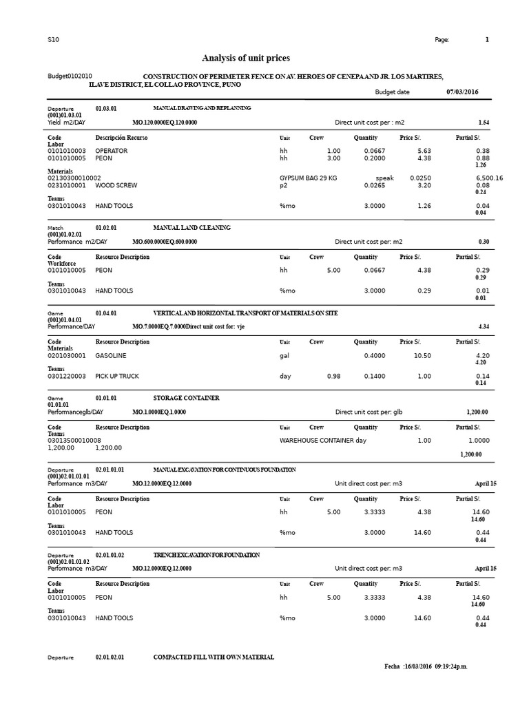 Unit Price Analysis for Construction Projects | PDF | Concrete ...