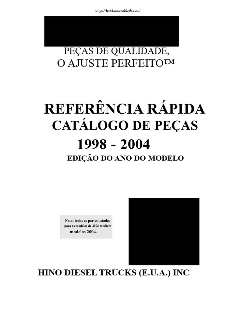 Catalogo de Peças de Referência Rápida de Caminhões Diesel Hino 1998 ...