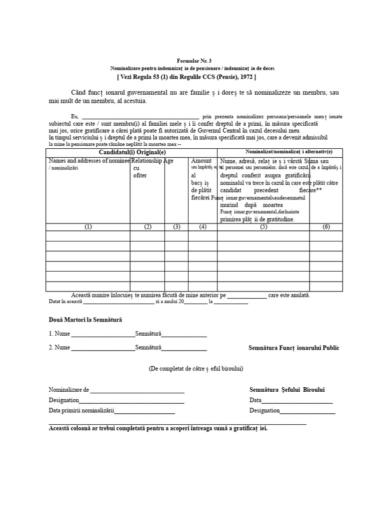 Formular de Nominalizare DCRG | PDF