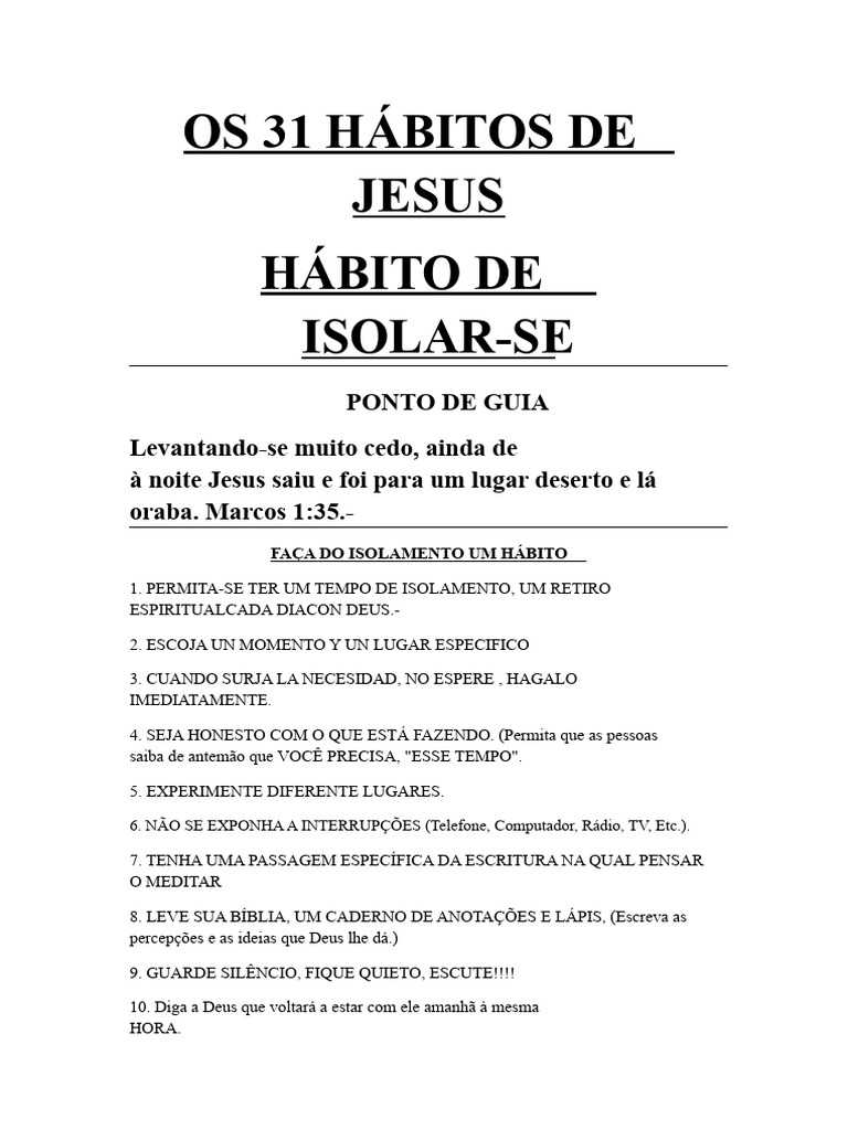 31 Hábitos de Jesus para Vida Espiritual | PDF | Jesus | Oração