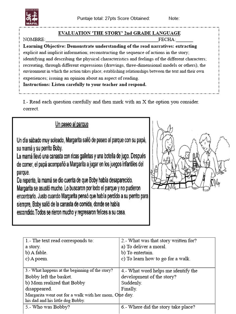 2nd Grade Story Evaluation Guide | PDF | Narrative | Reading Comprehension