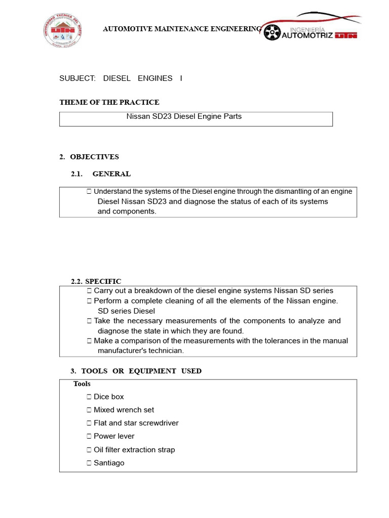 Nissan SD23 Diesel Engine Maintenance Guide | PDF | Fuel Injection ...