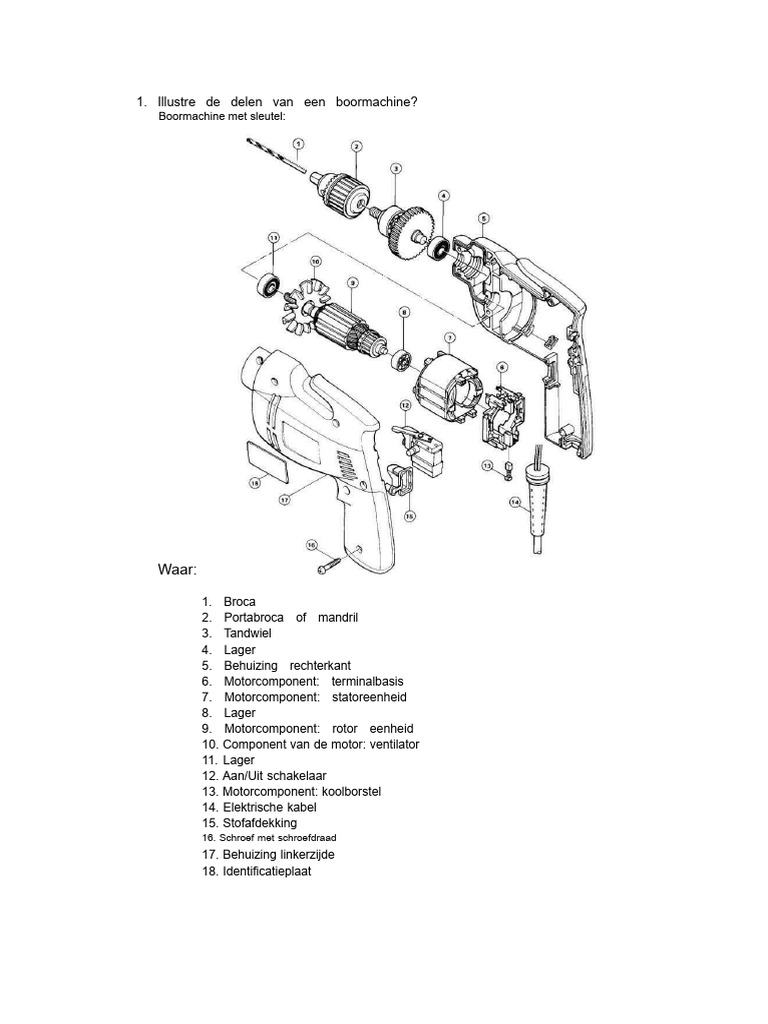 Illustreer de Onderdelen Van Een Boormachine. | PDF