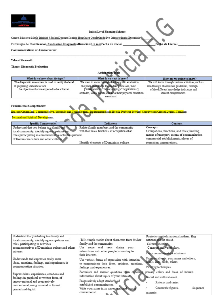 Pre-Primary Diagnostic Evaluation Plan | PDF | Communication | Shape