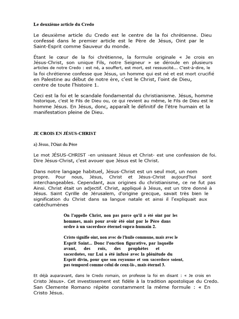 Jésus-Christ : Cœur de la Foi Chrétienne | PDF | Jésus | Messie