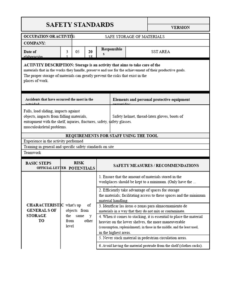 Safe Material Storage Guidelines | PDF | Safety | Personal Protective ...