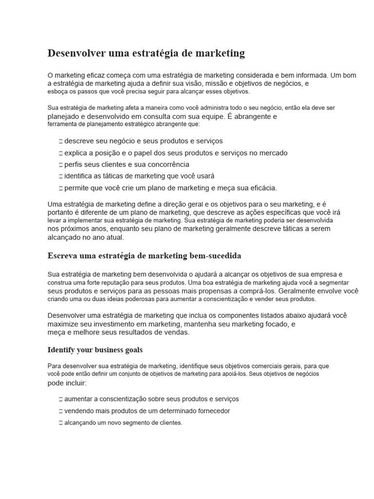 Estratégia de Marketing Eficaz para Negócios | PDF | Marketing ...