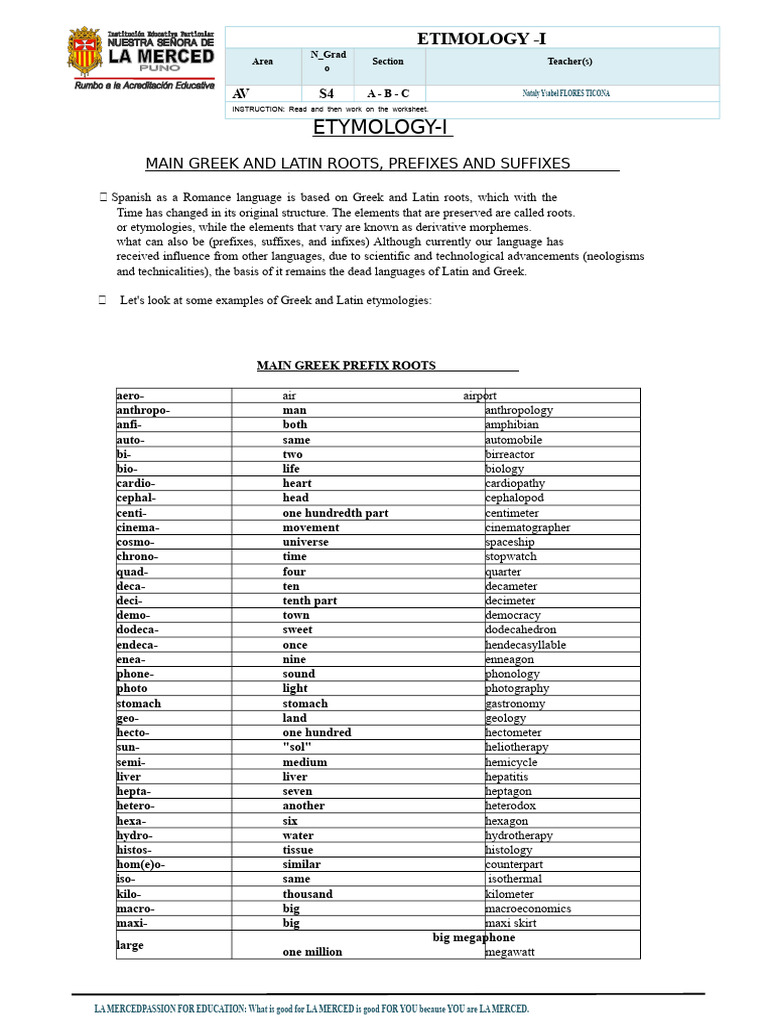 Greek and Latin Etymology Basics | PDF | Latin