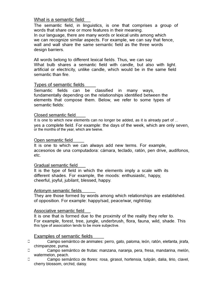 Understanding Semantic Fields in Language | PDF | Word | Semantics