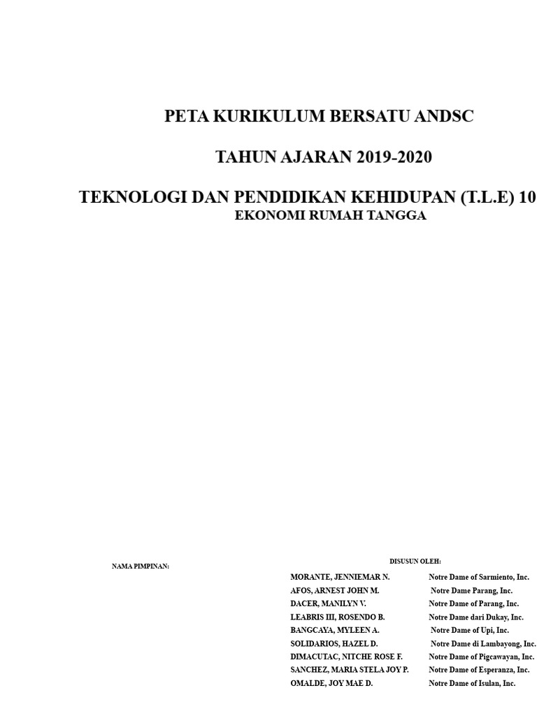 Peta Kurikulum TLE Kelas 10 2019-2020 | PDF