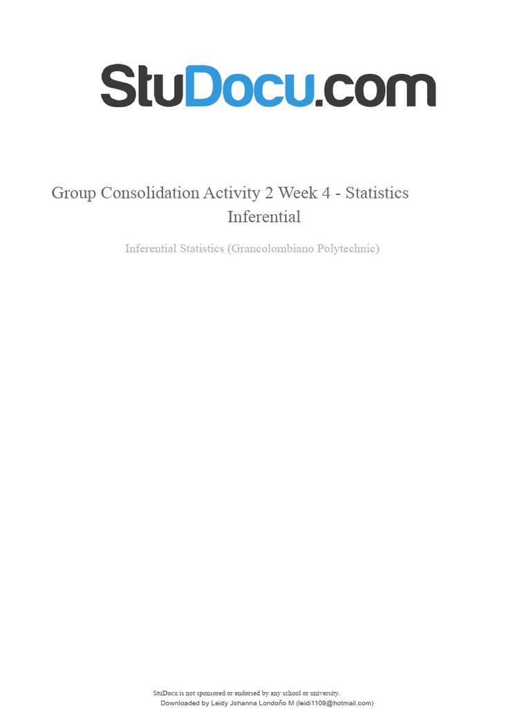 Group Consolidation Activity 2 Week 4 Inferential Statistics | PDF ...