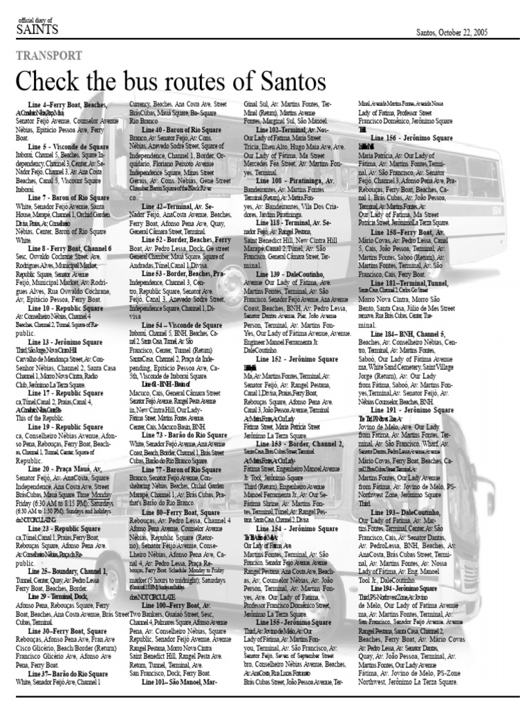 Santos Bus Routes and Schedule Guide | PDF