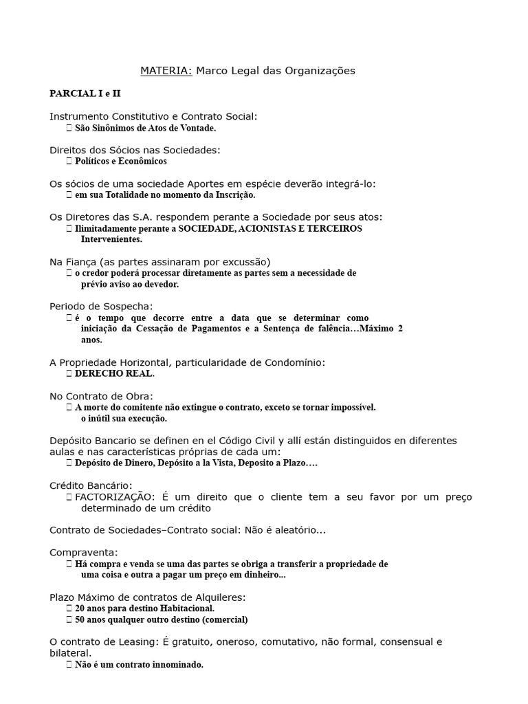 Marco Legal das Organizações e Contratos | PDF | Crédito | Finanças e ...