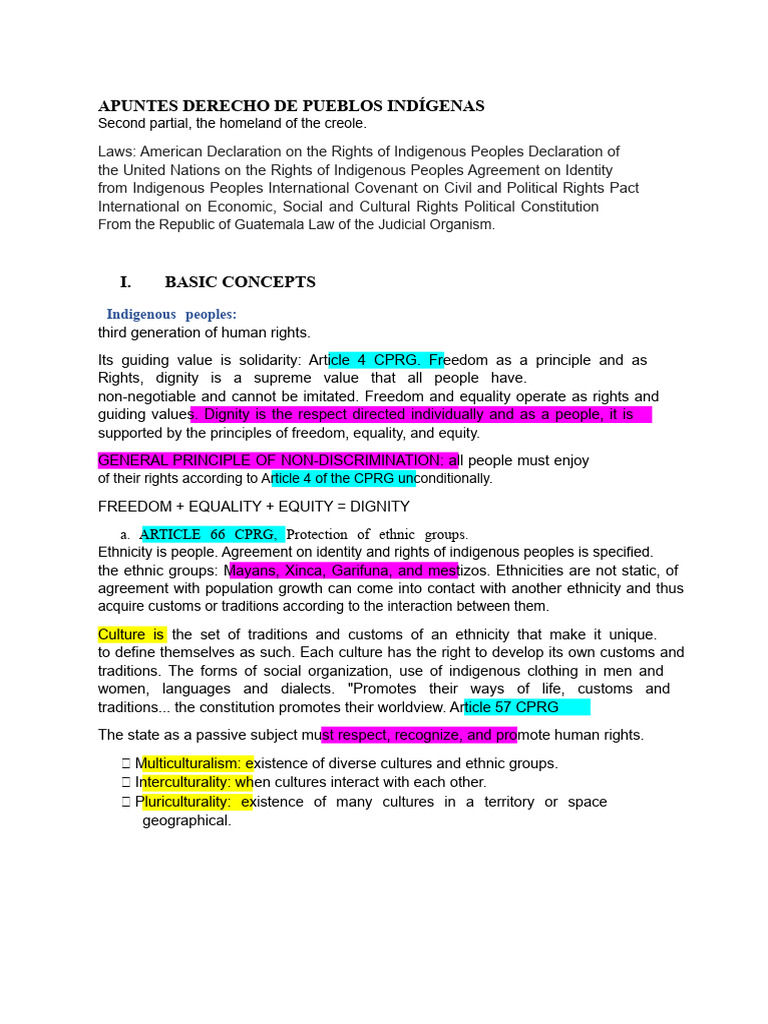 Notes On Indigenous Peoples' Law | PDF | Human Rights | Discrimination