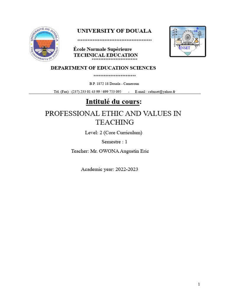 Professional Ethics in Teaching Course | PDF | Teachers | Morality