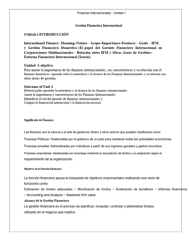 Introducción a Finanzas Internacionales | PDF | Moneda | Bancos