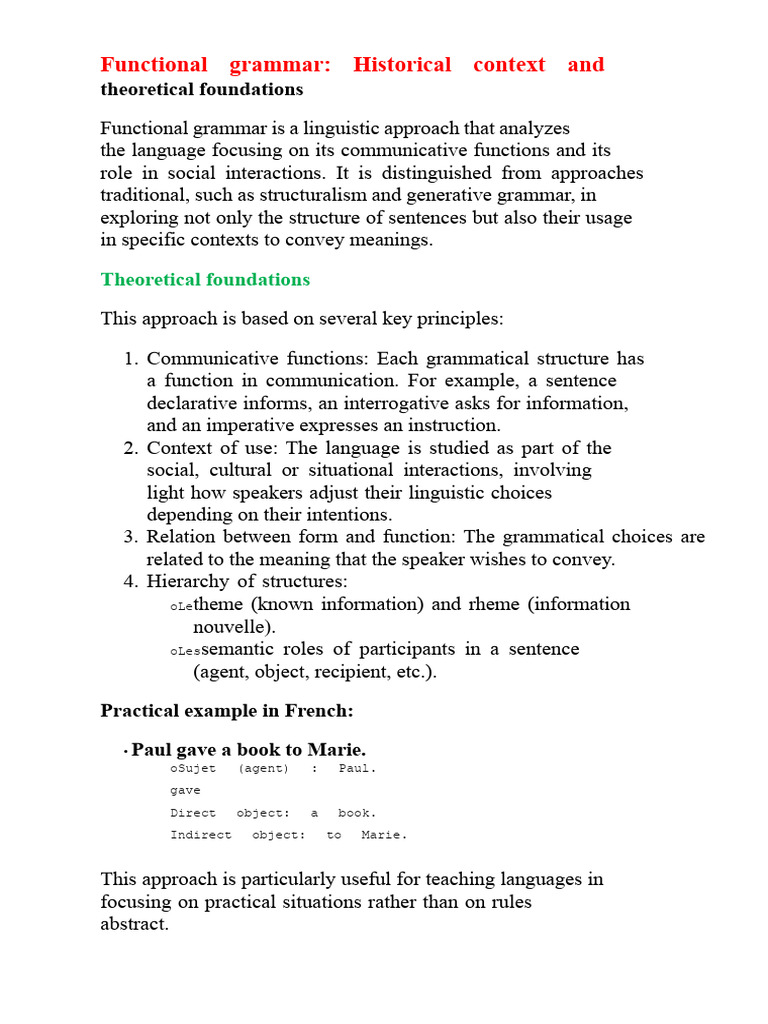 Functional grammar | PDF | Linguistics | Grammar