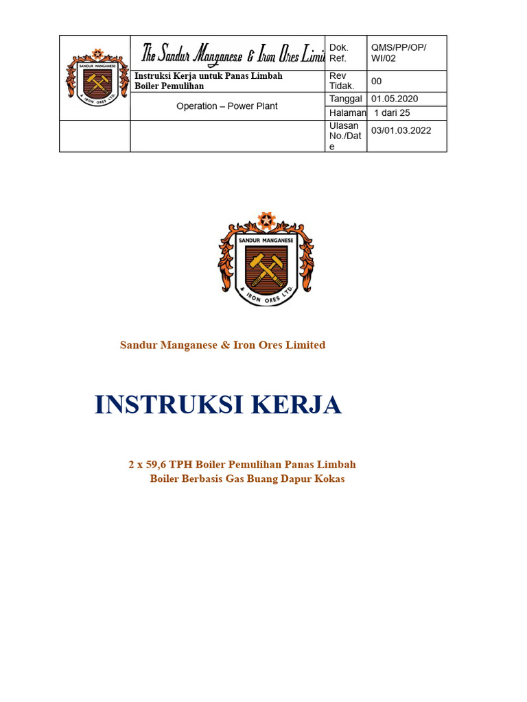 Instruksi Kerja WHRB untuk Pembangkit Listrik | PDF