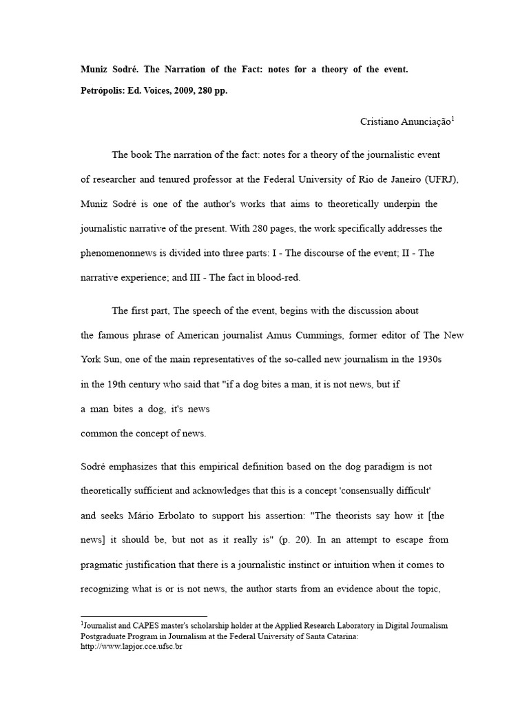 The Narrative of The Fact Notes For A Theory of The Event | PDF ...
