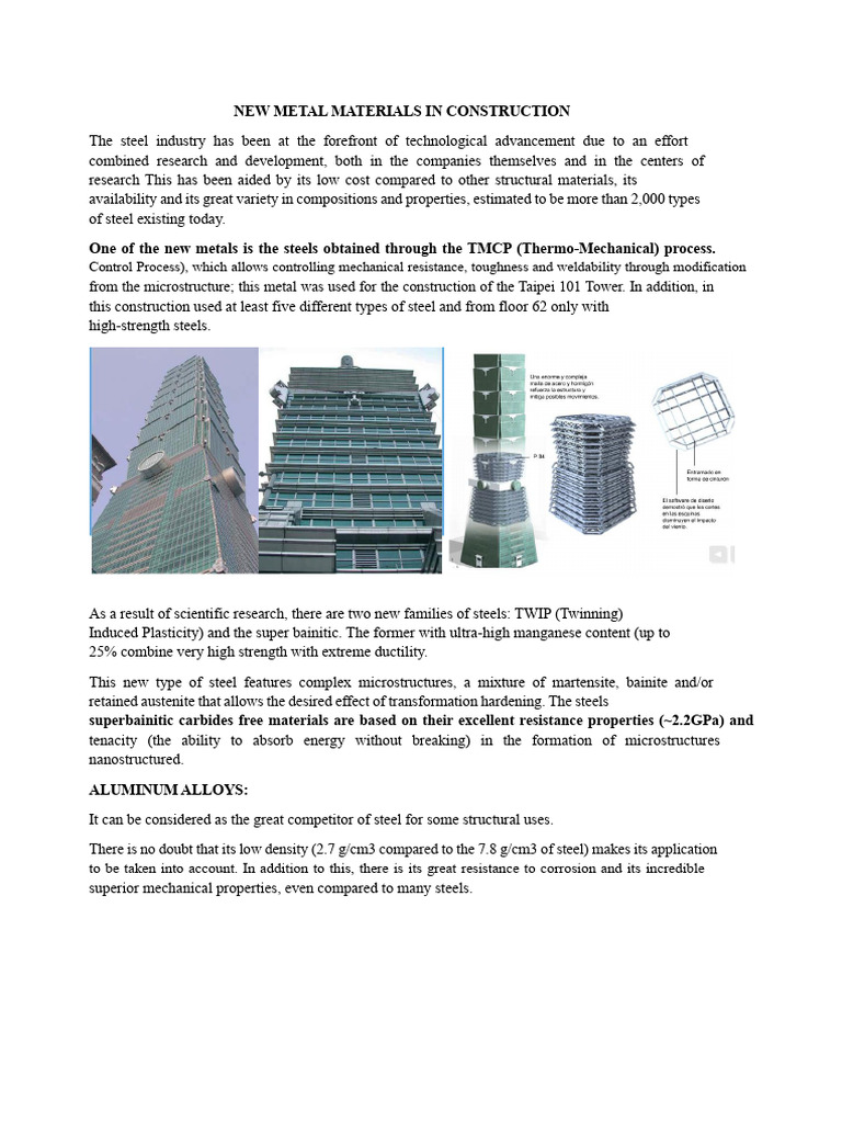 Innovative Metal Materials for Construction | PDF | Steel | Metals