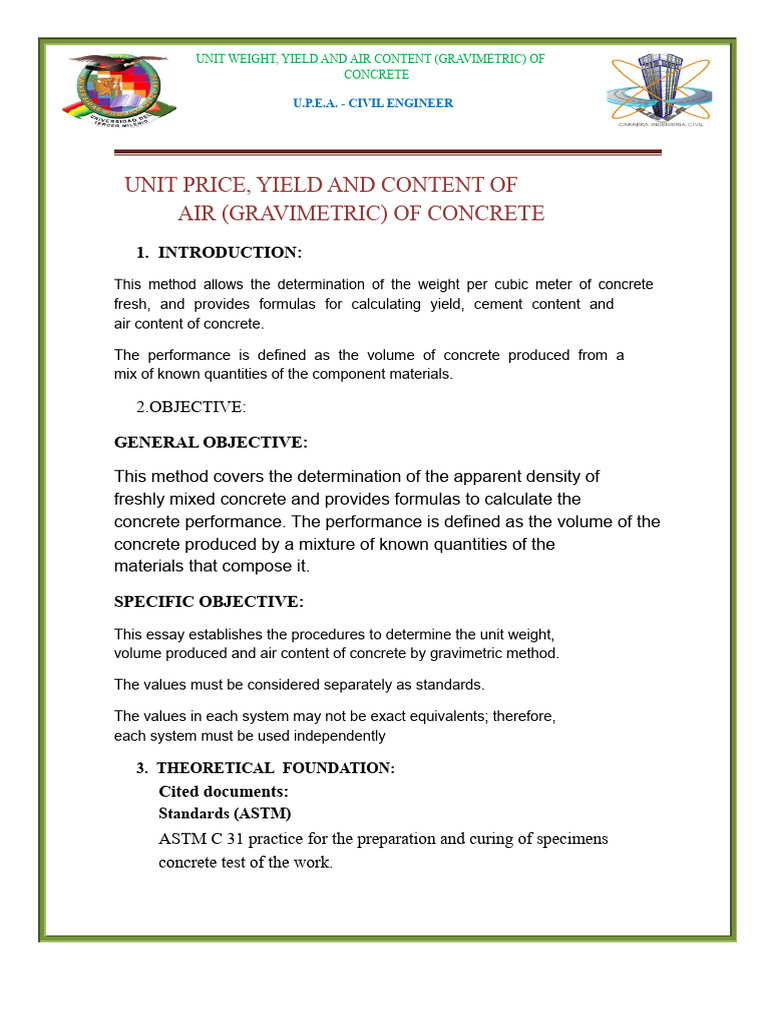 unit weight | PDF | Concrete | Density