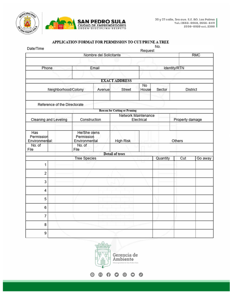 Tree Cutting/Pruning Permission Application | PDF