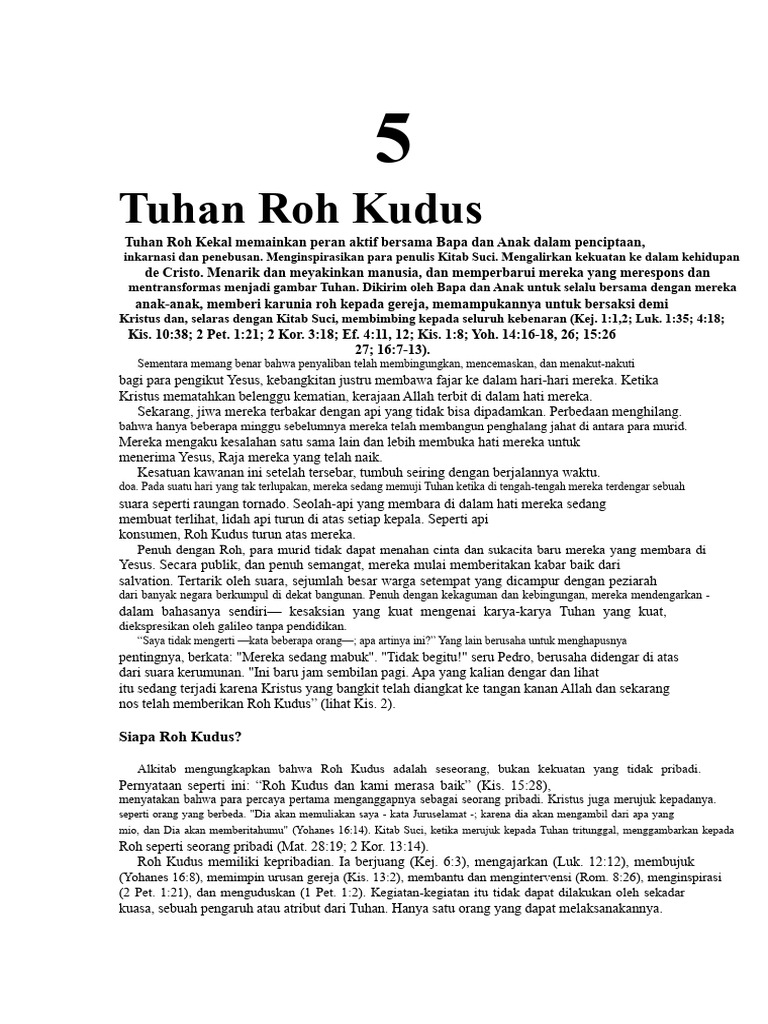 Peran dan Keilahian Roh Kudus | PDF