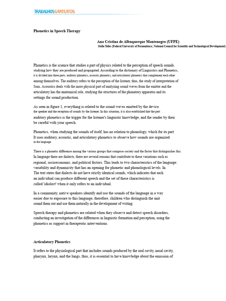 Phonetics in Speech Therapy 1431530 | PDF | Phonetics | Consonant