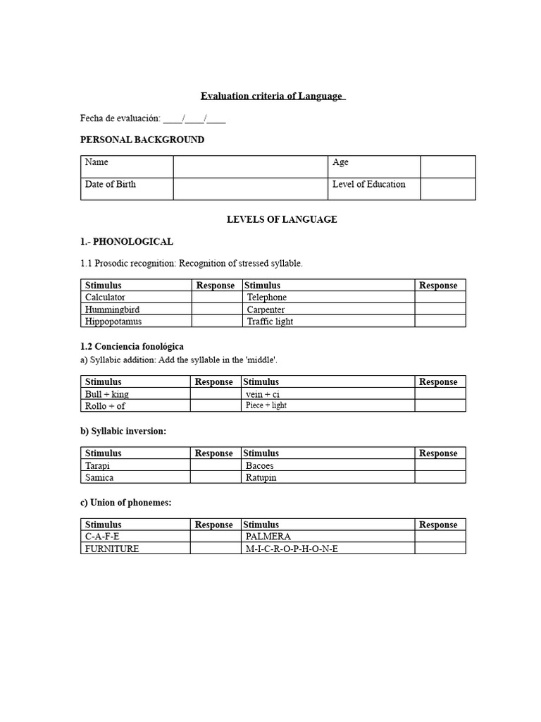 Language Assessment 7 - 12 Years | PDF | Phonology | Nonverbal ...