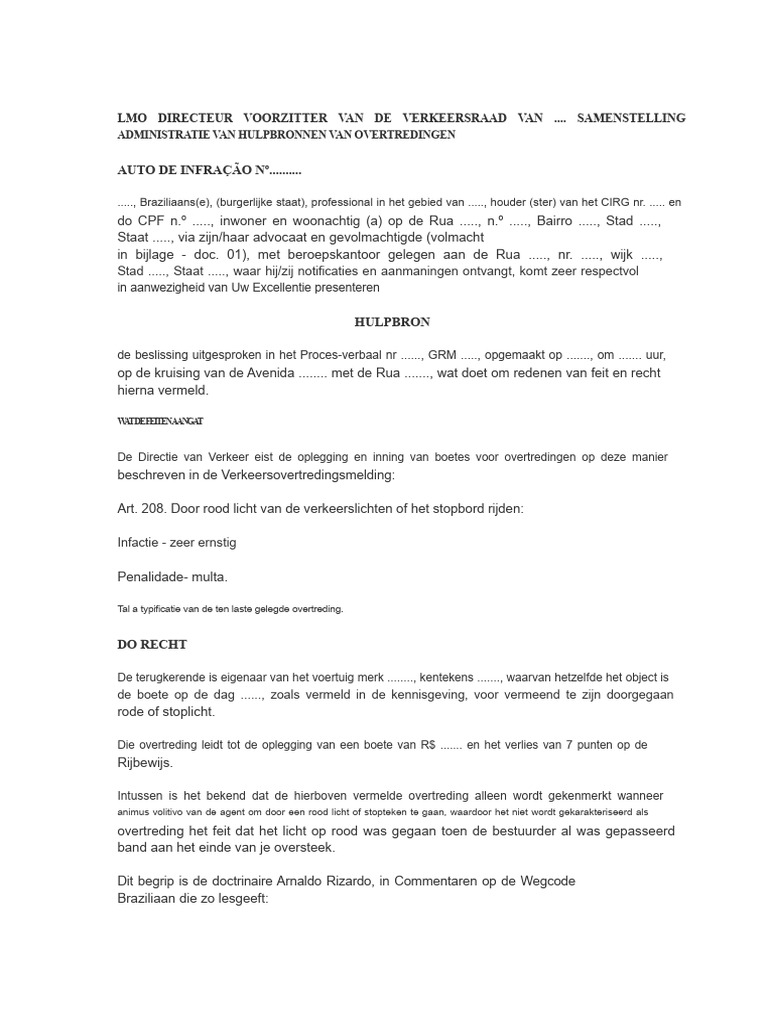 Beroep Tegen Boete Voor Rood Licht | PDF
