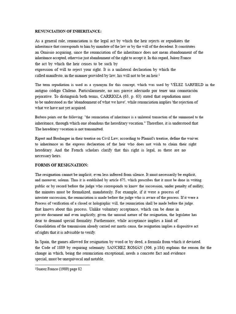 Renunciation of Inheritance Explained | PDF | Will And Testament ...