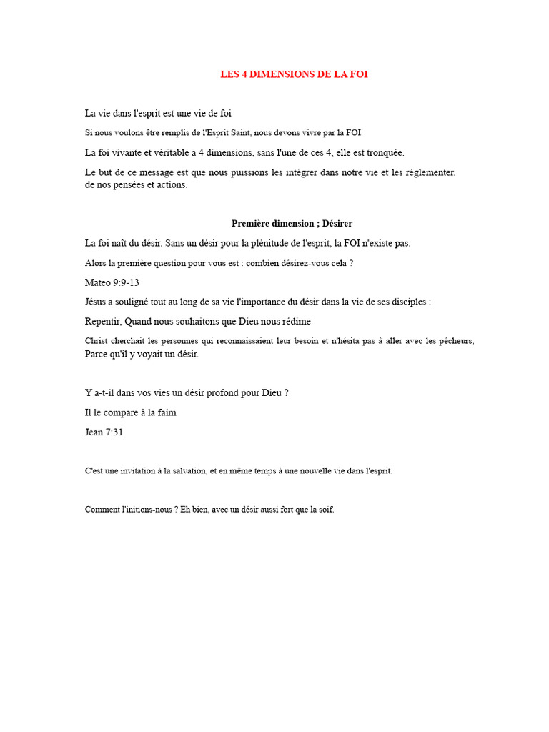 Les 4 Dimensions de la Foi chrétienne | PDF | Abraham | Dieu
