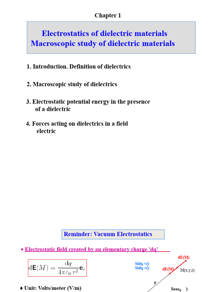 Dielectric Materials and Electrostatics | PDF | Dielectric | Dipole