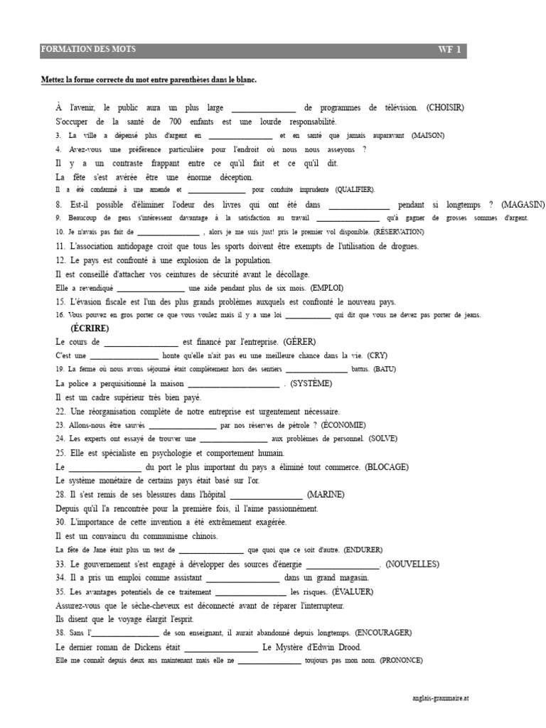 Formation des mots en français | PDF