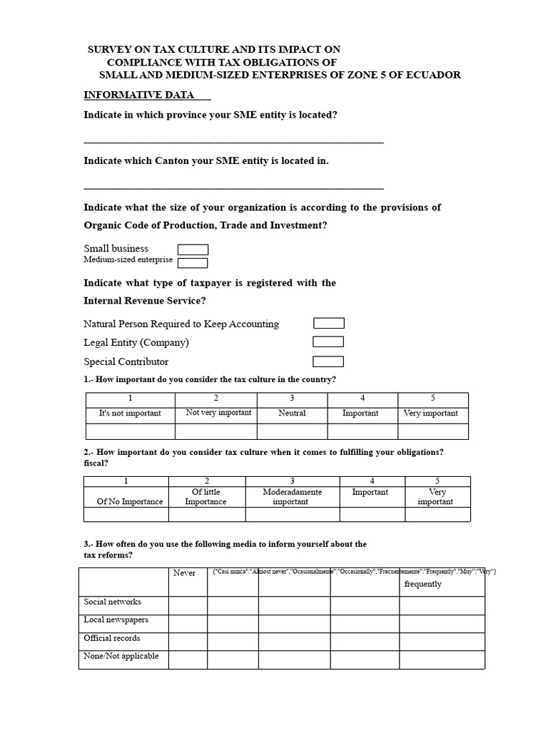 Sme Survey | PDF | Taxes | Payments